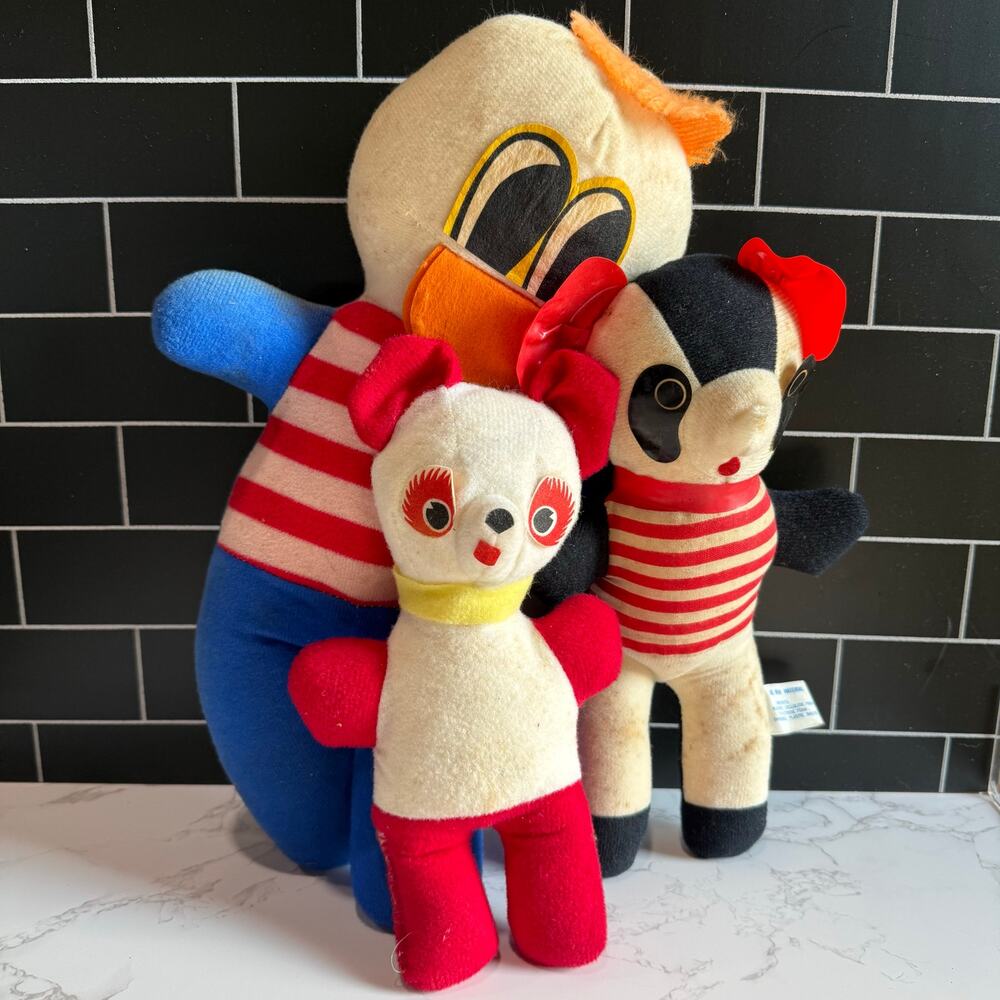 Vintage 1960s Carnival Plush Lot Duck Bear Mouse Toy